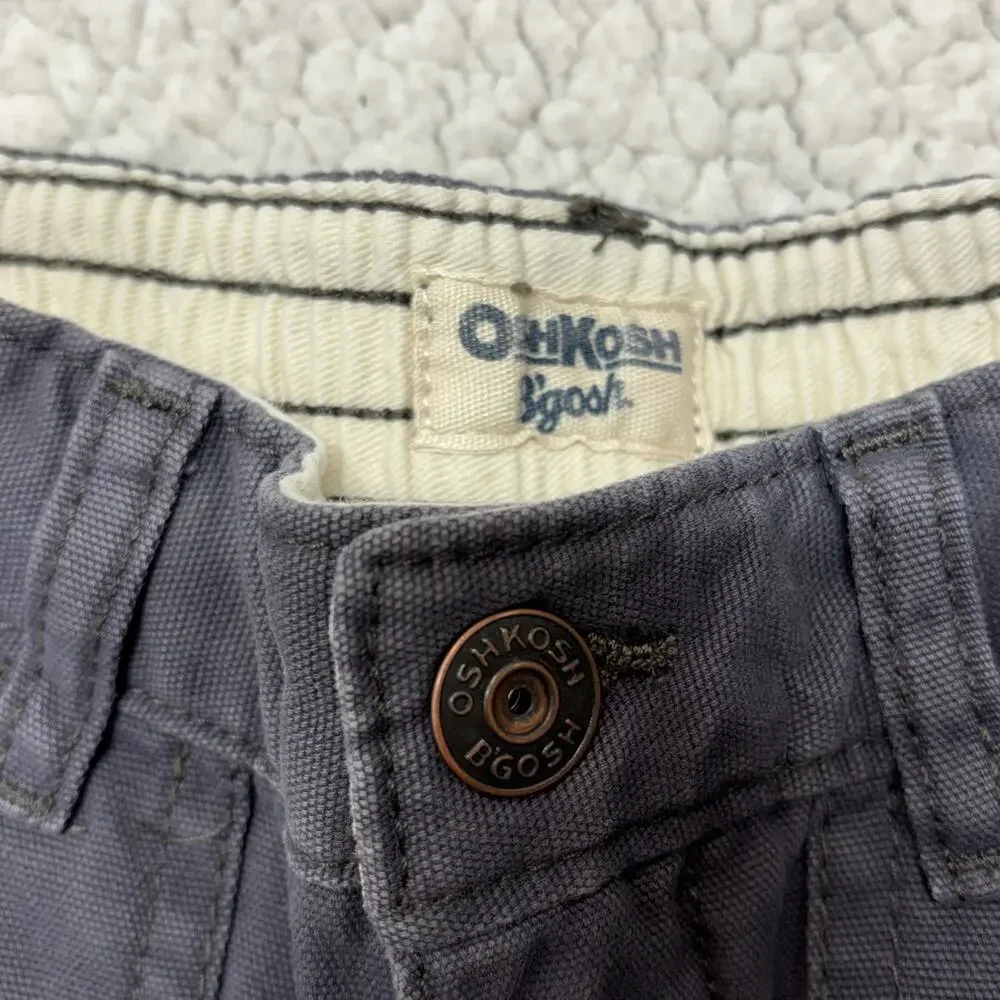 OshKosh B'gosh Utility Pants Toddler 3T Charcoal Gray Canvas Baggy Fit Straight